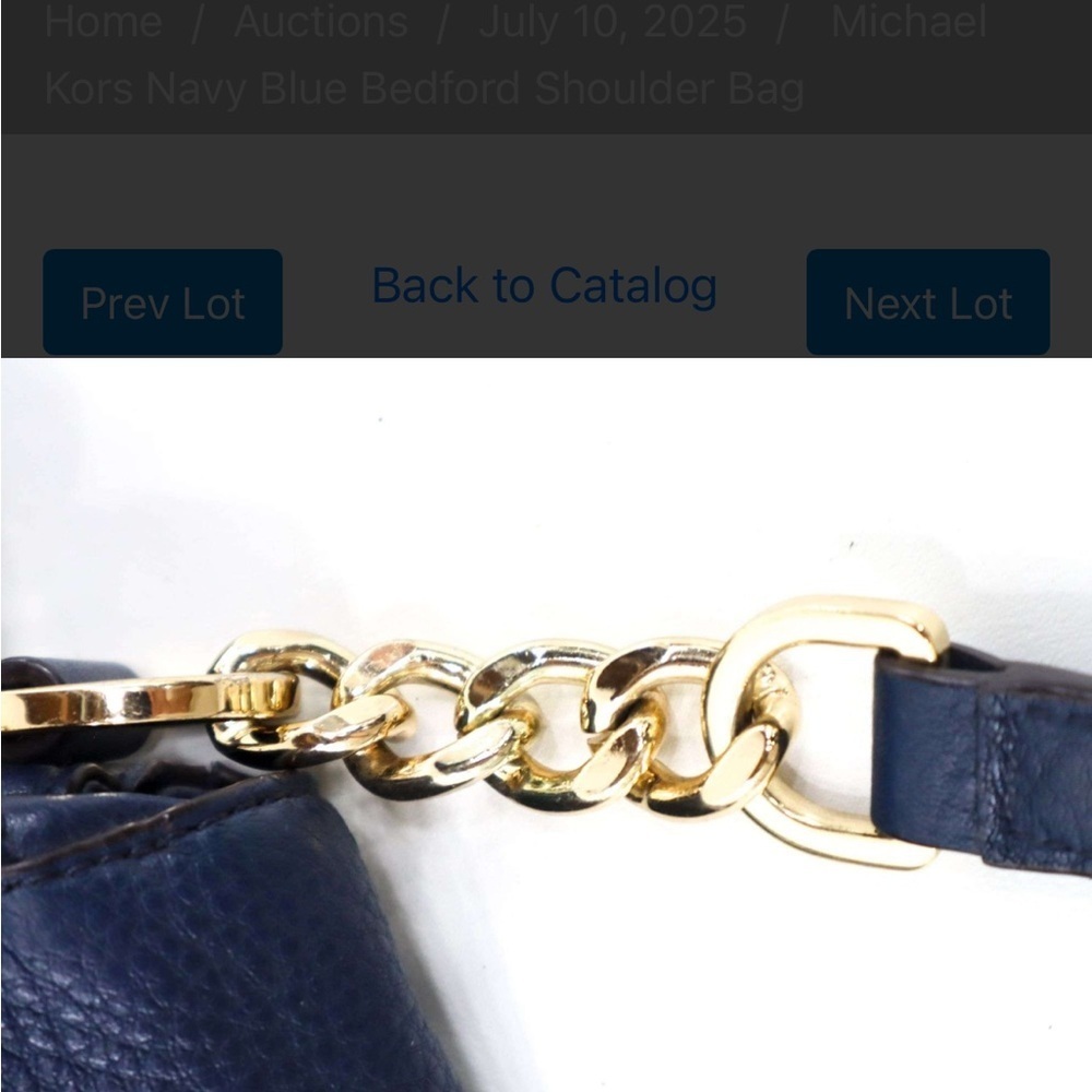 Michael Kors Blue Leather Shoulder Bag with Curved Design - Picture 5 of 9
